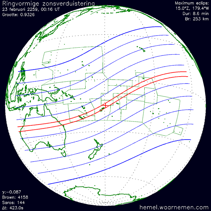 Wereldkaart van de eclips