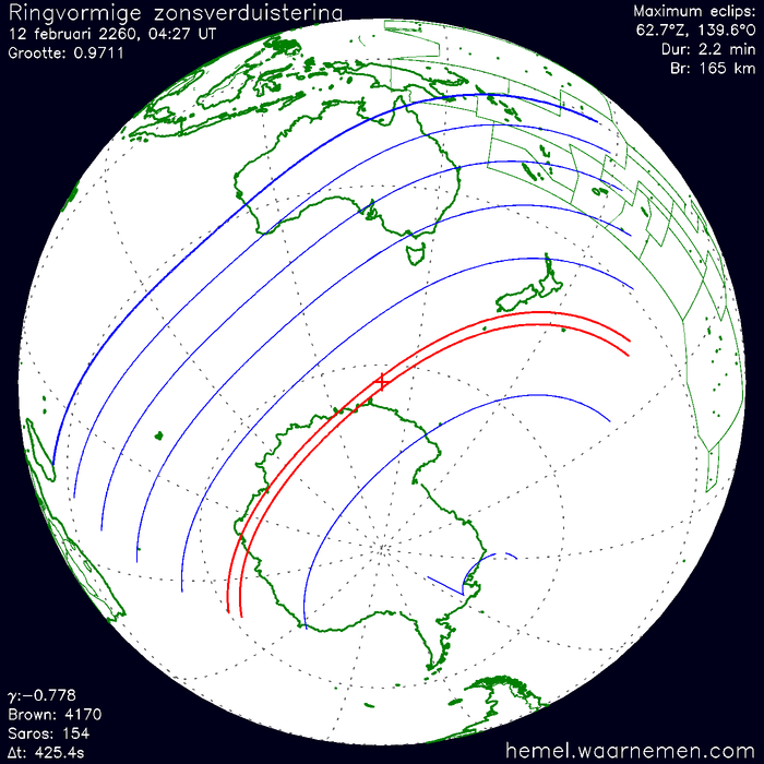 Wereldkaart van de eclips