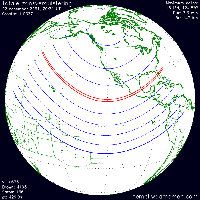 Wereldkaart van de eclips