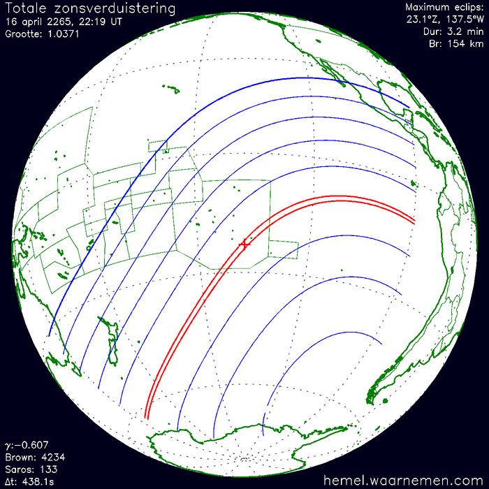 Wereldkaart van de eclips