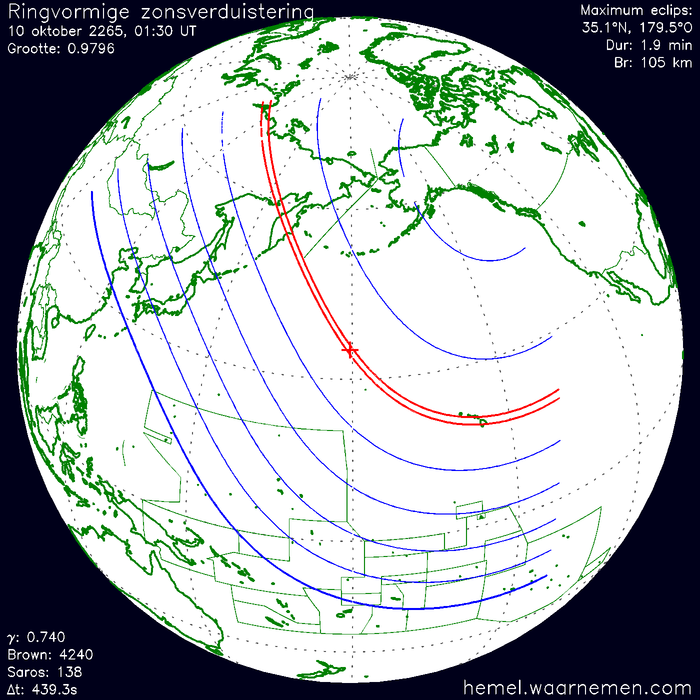 Wereldkaart van de eclips