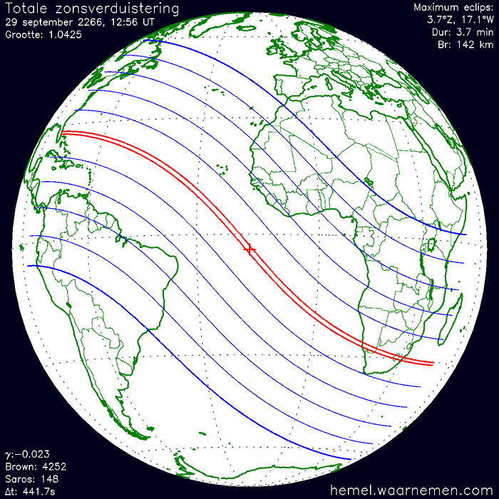 Wereldkaart van de eclips