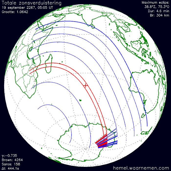 Wereldkaart van de eclips