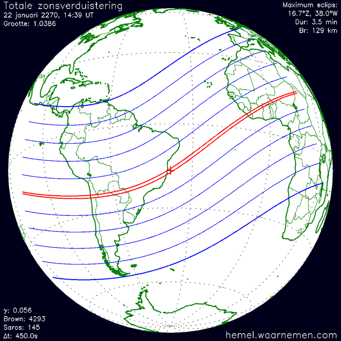 Wereldkaart van de eclips