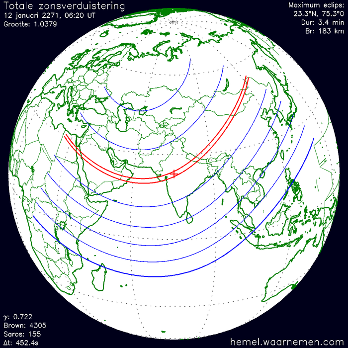 Wereldkaart van de eclips