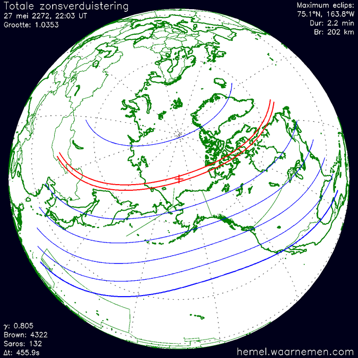 Wereldkaart van de eclips