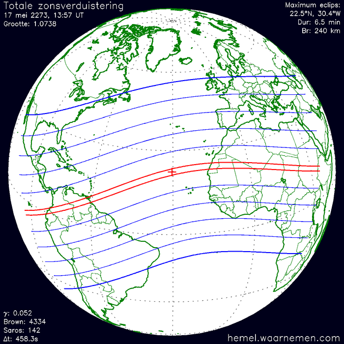 Wereldkaart van de eclips