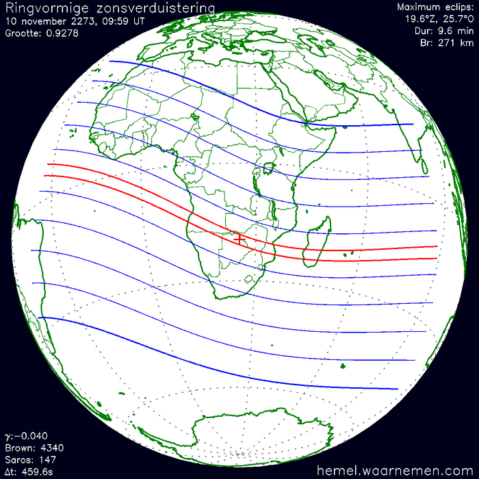Wereldkaart van de eclips