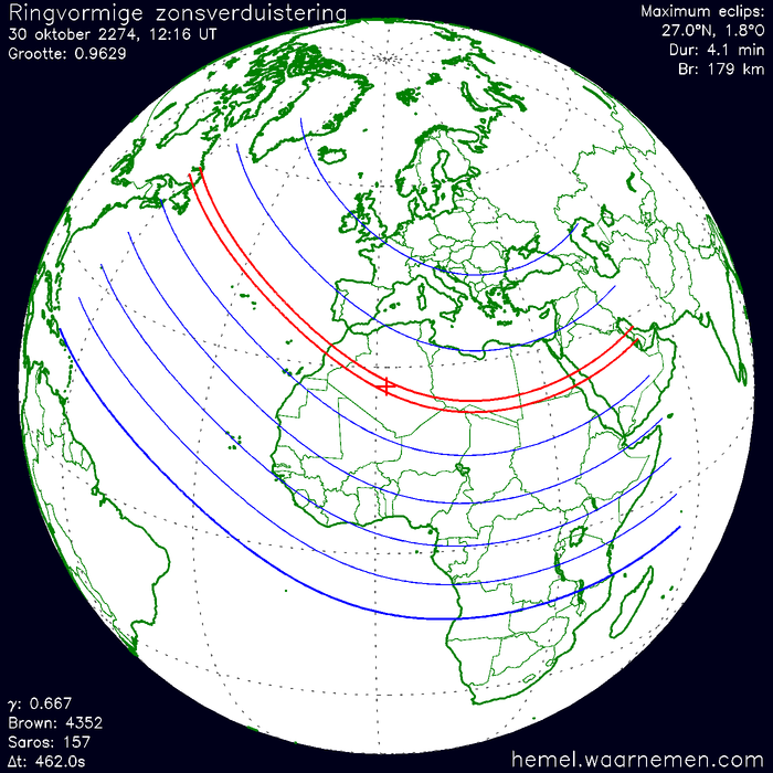Wereldkaart van de eclips