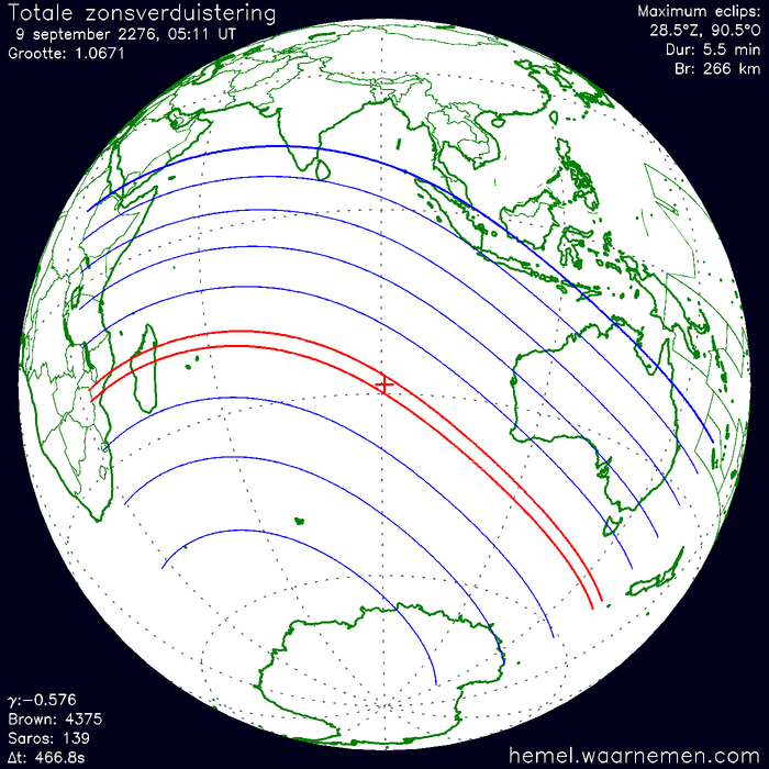 Wereldkaart van de eclips