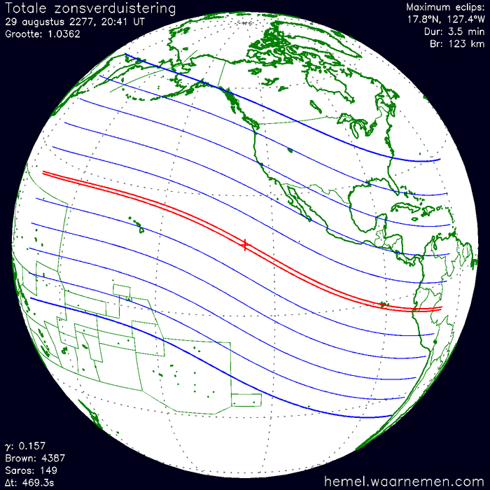 Wereldkaart van de eclips