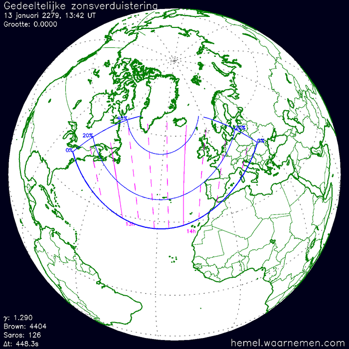 Wereldkaart van de eclips