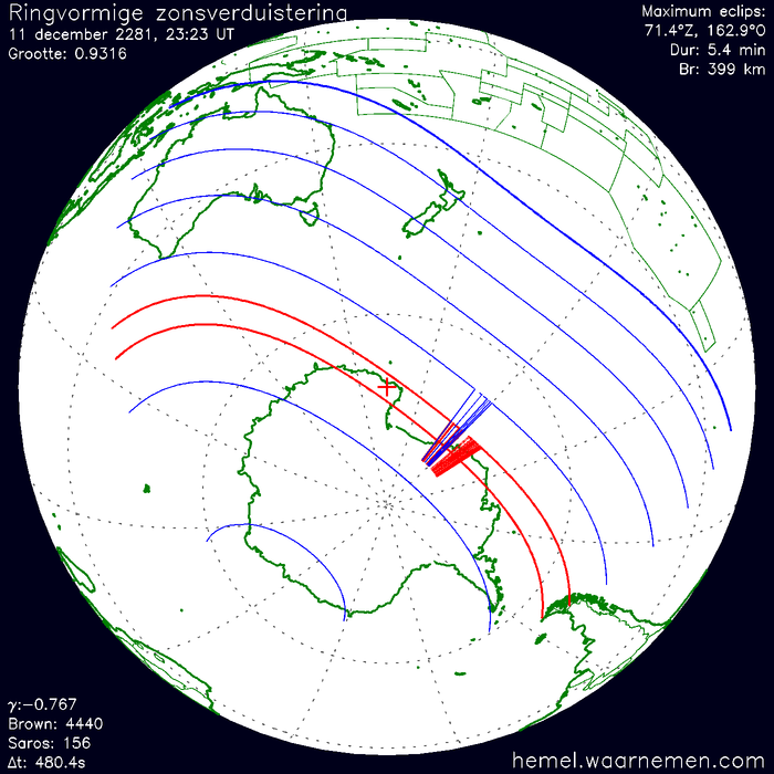 Wereldkaart van de eclips