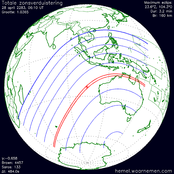 Wereldkaart van de eclips
