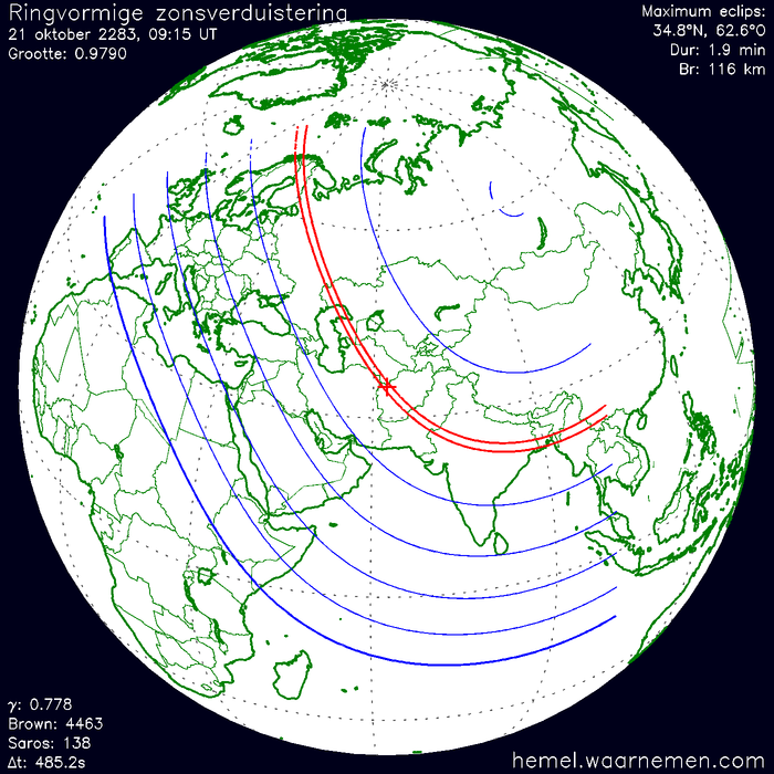 Wereldkaart van de eclips