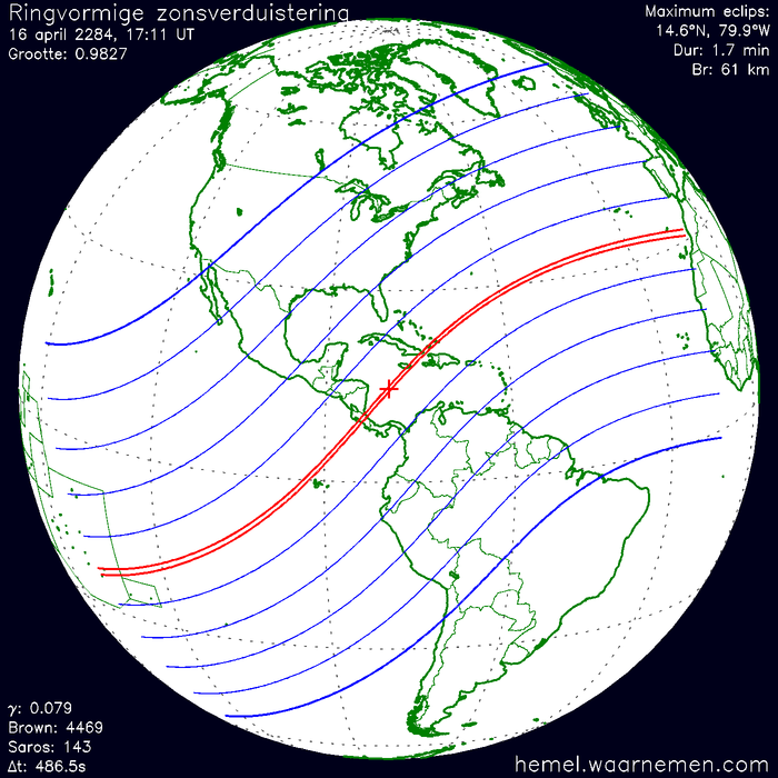 Wereldkaart van de eclips