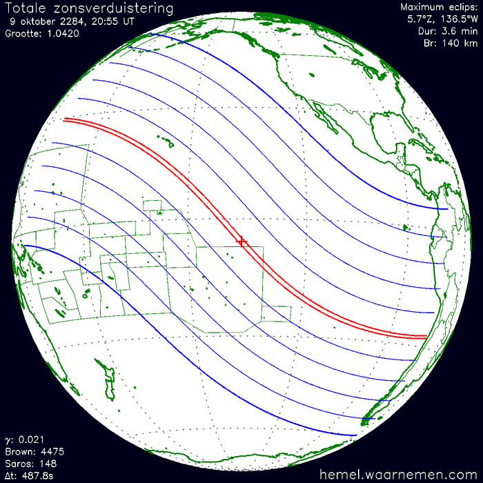 Wereldkaart van de eclips