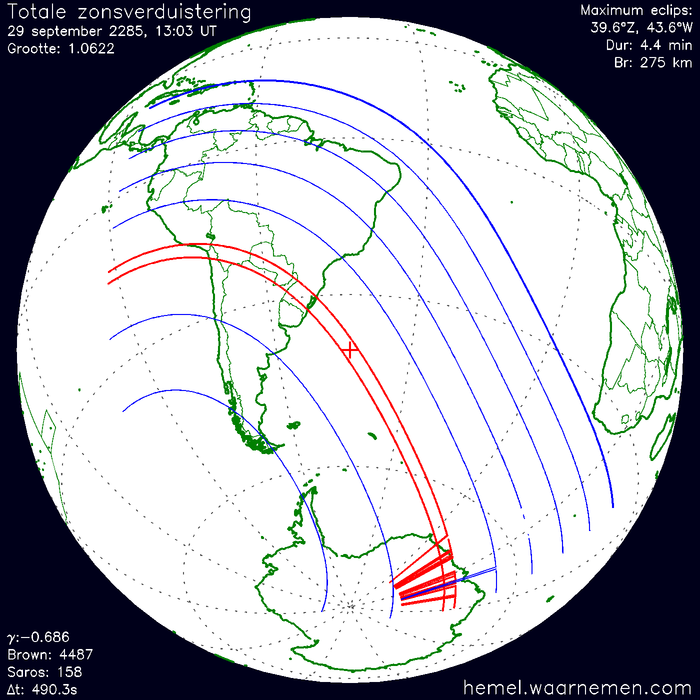 Wereldkaart van de eclips