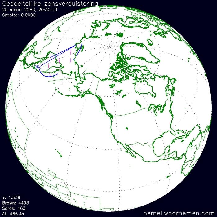 Wereldkaart van de eclips