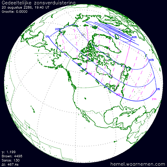 Wereldkaart van de eclips