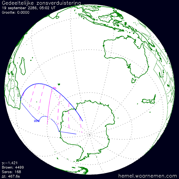 Wereldkaart van de eclips