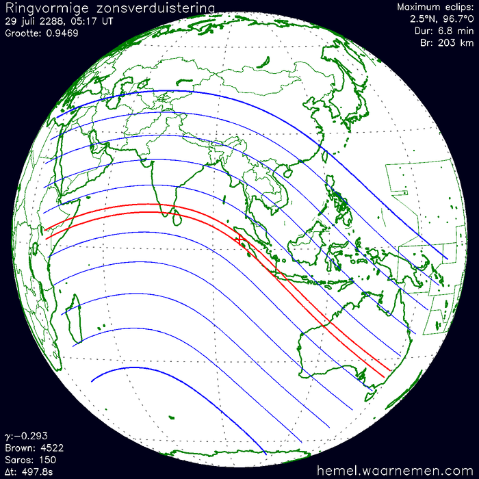 Wereldkaart van de eclips