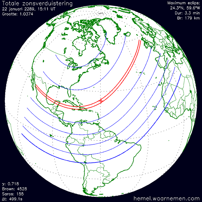 Wereldkaart van de eclips
