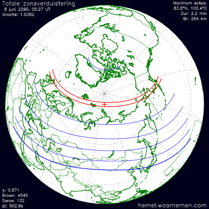Wereldkaart van de eclips