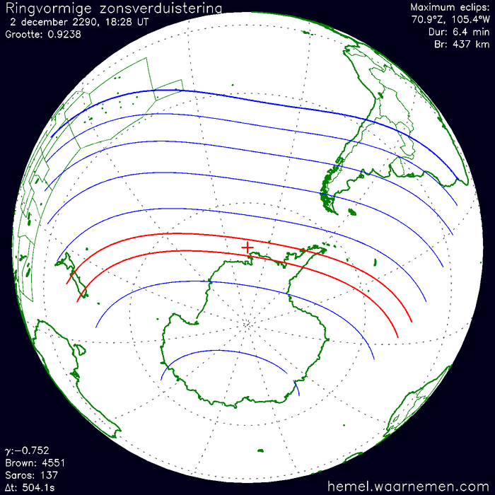 Wereldkaart van de eclips