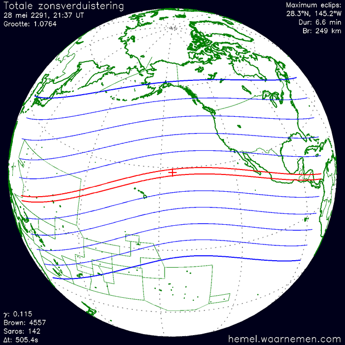 Wereldkaart van de eclips