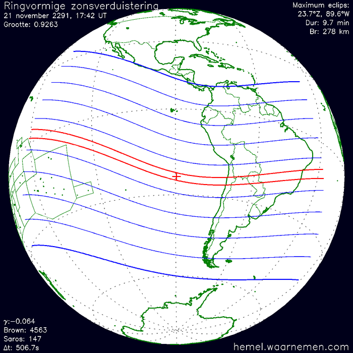 Wereldkaart van de eclips