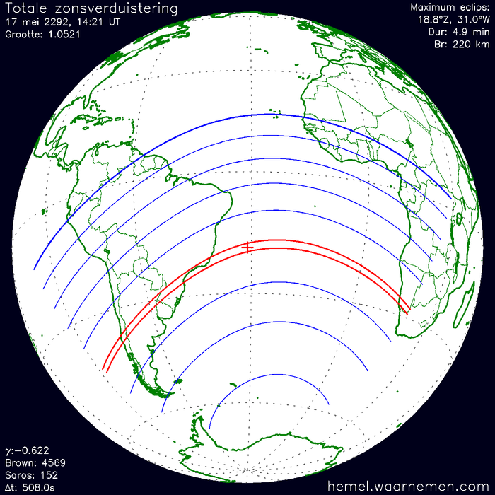 Wereldkaart van de eclips