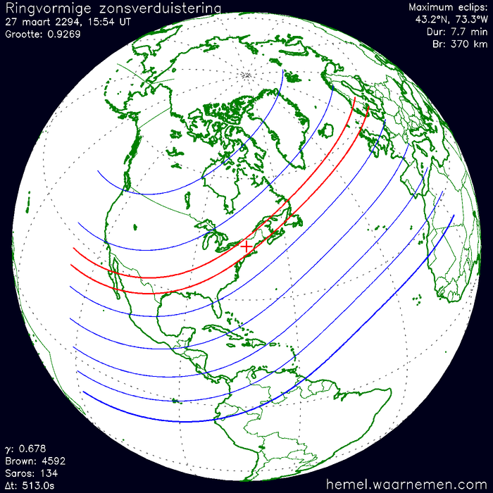 Wereldkaart van de eclips