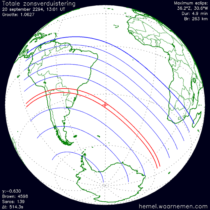 Wereldkaart van de eclips
