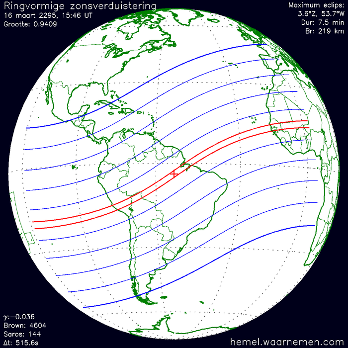 Wereldkaart van de eclips