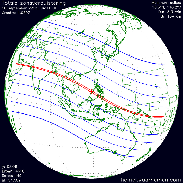Wereldkaart van de eclips