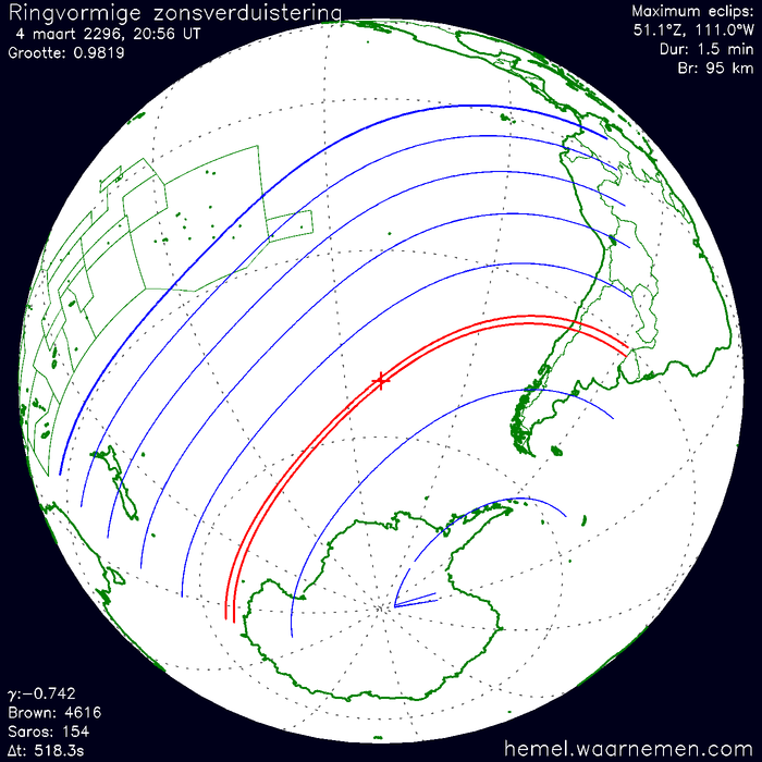 Wereldkaart van de eclips