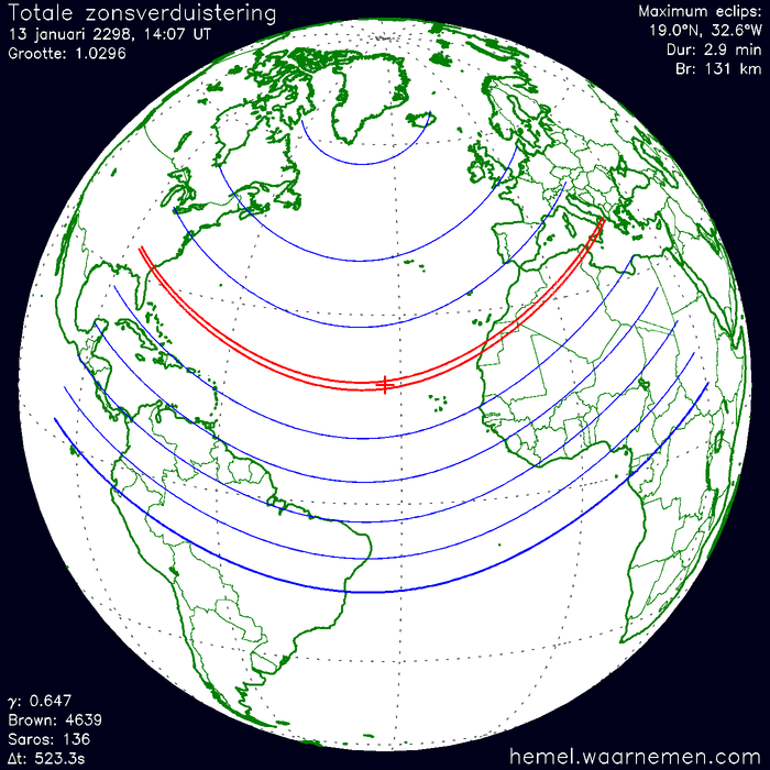 Wereldkaart van de eclips