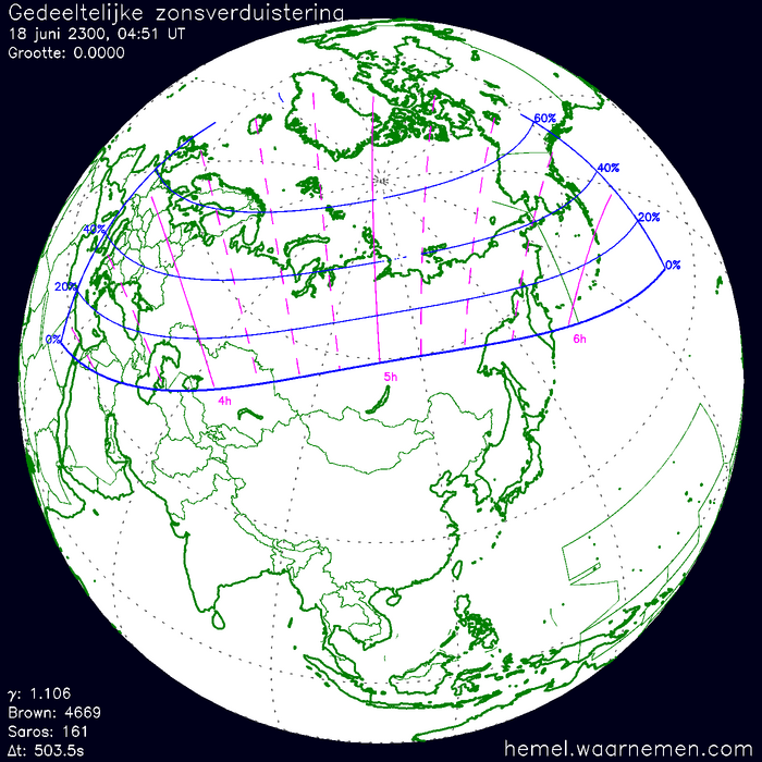 Wereldkaart van de eclips